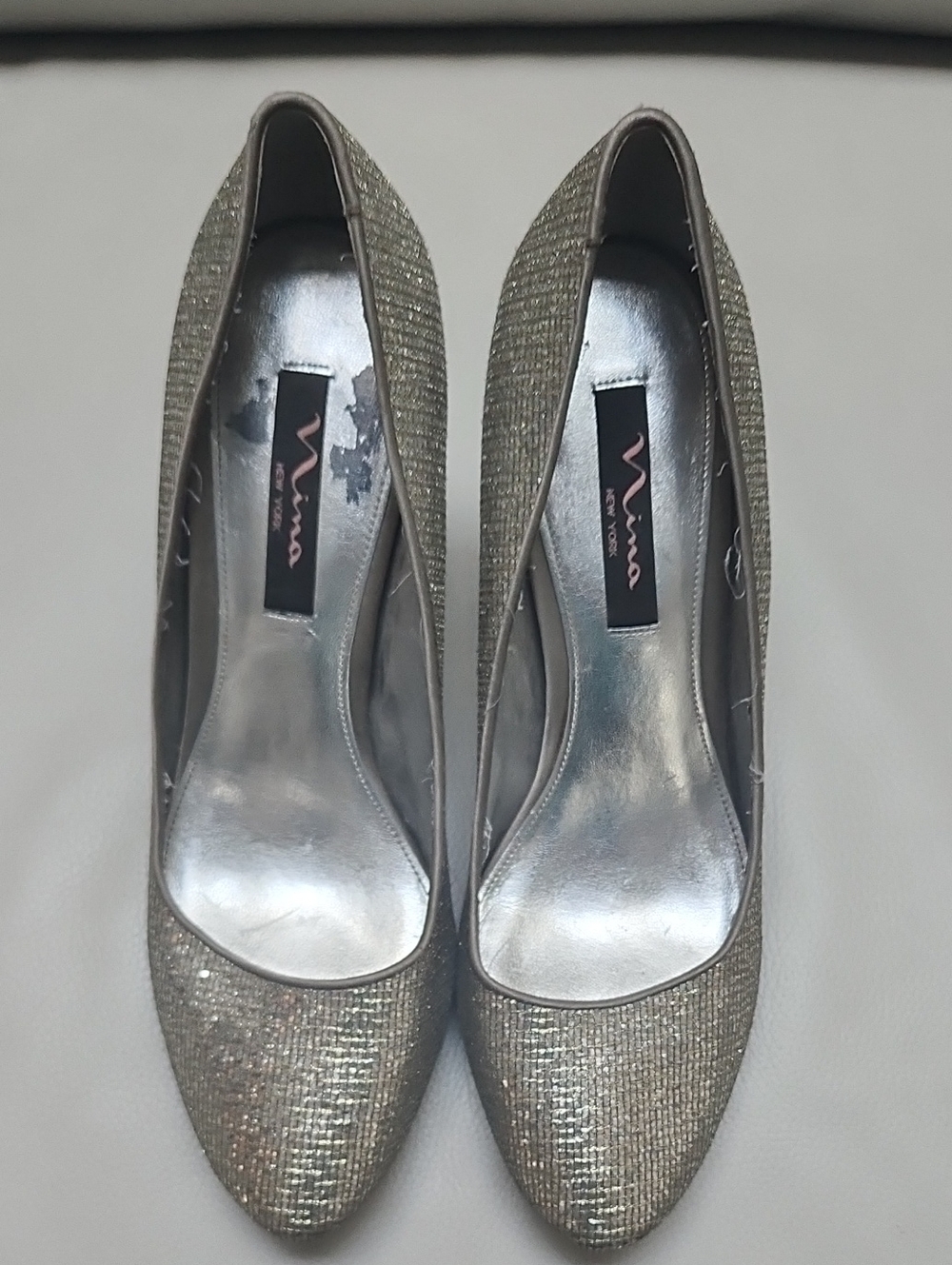 Nina Glittery Champagne Pointed Toe Heels